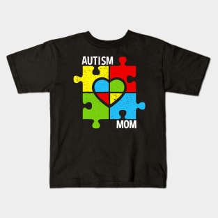 Autism Mom Shirt Puzzle And Heart Kids T-Shirt